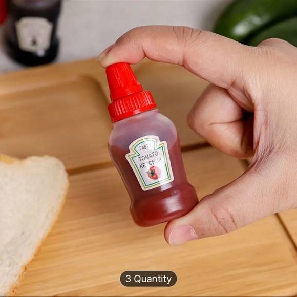 4 Piece Mini Portable Condiment Bottles - Perfect For On-the-Go Travelers - Picture 4 of 6